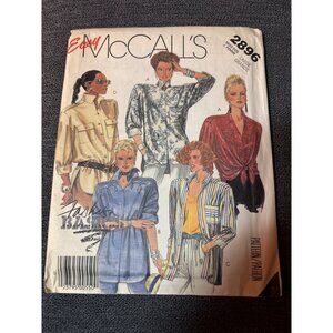 Easy McCalls 2896 Vintage Sewing Pattern Miss Size Large Button-Up Shirts & Jack